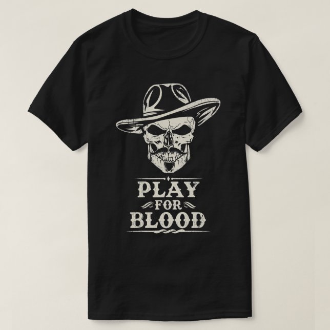 Gravsten Doc Helgdag Play for Blood T Shirt (Design framsida)
