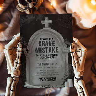 Gravsten Grave Mistake Halloween fest Inbjudningar
