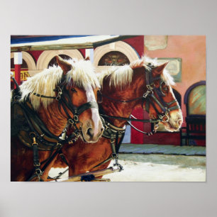 Gravsten Stagecoach Horses Poster