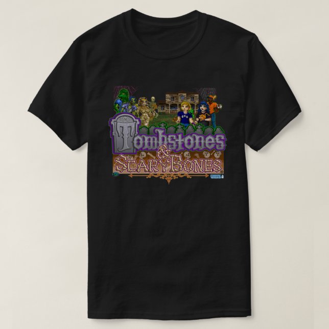 Gravstenar & T-tröja för ScaryBones officielllek Tee (Design framsida)