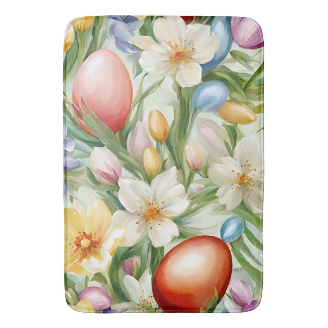 Gravt äpple-Blommar, tulpaner och Påskägg Badrumsmatta (Framsidan (Vertikal))