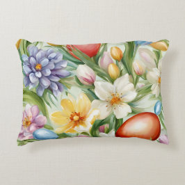 Gravt äpple-Blommar, tulpaner och Påskägg Prydnadskudde
