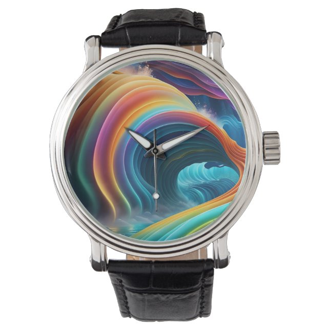 Gravt, Bright Rainbow Waterfall Armbandsur (Framsida)