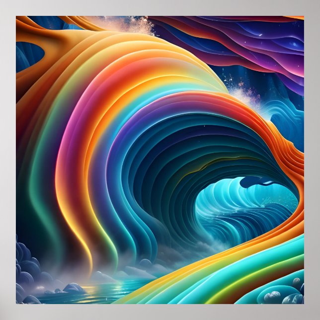 Gravt, Bright Rainbow Waterfall Poster (Framsidan)