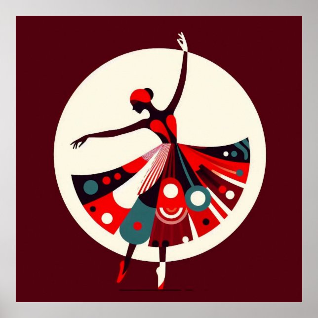 Gravt dansare i Geometric Rörelse Poster (Framsidan)