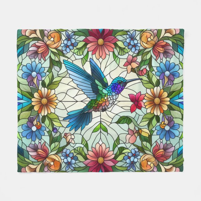 Gravt hummingbird med fastkedjad glaseffekt fleecefilt (Framsidan (Horisontell))