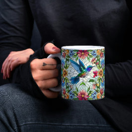 Gravt hummingbird med fastkedjad glaseffekt kaffemugg