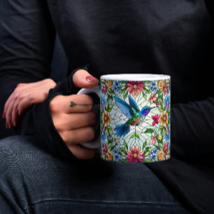 Gravt hummingbird med fastkedjad glaseffekt kaffemugg