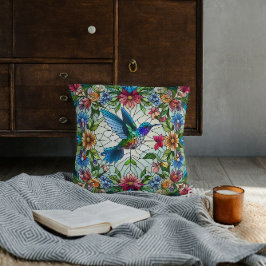 Gravt hummingbird med fastkedjad glaseffekt kudde