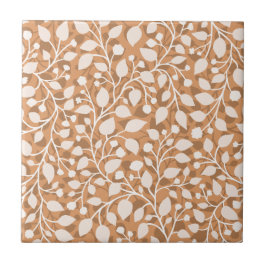 Gravt Löv Cascade White Foliage Mönster Löv Kakelplatta