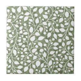 Gravt Löv Cascade White Foliage Mönster Löv Kakelplatta