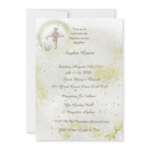 Gravt med inbjudan till mjuk grönt-baptism