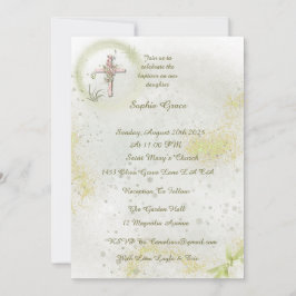 Gravt med inbjudan till mjuk grönt-baptism