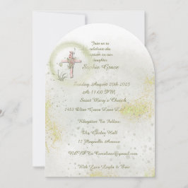 Gravt med inbjudan till mjuk grönt-baptism