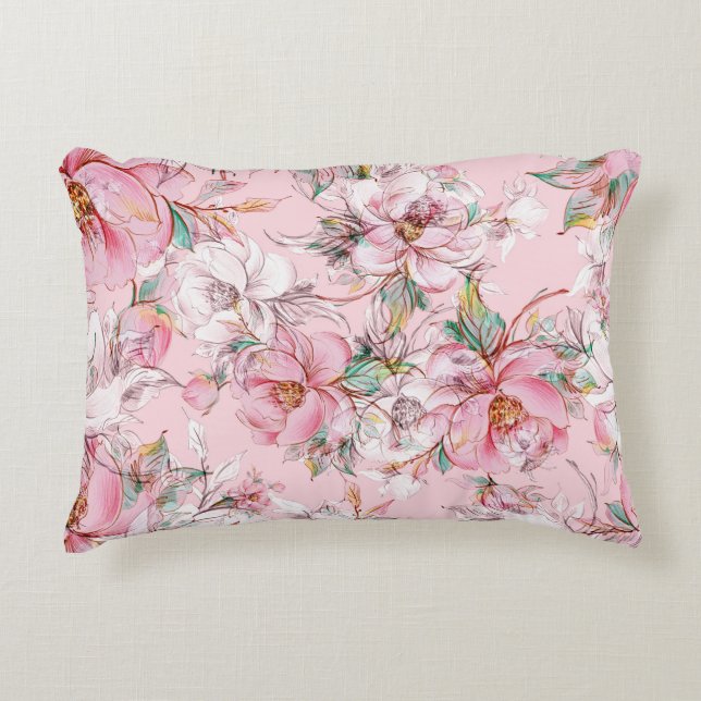 Gravt ro: knoppar sömlösa mönster prydnadskudde (Framsidan)