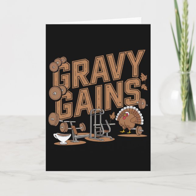 Gravy Gains Thanksgiving Gym Träningspass Kort (Framsida)