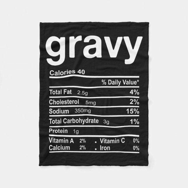 Gravy Nutrition Facts Funny Thanksgiving Christmas Fleecefilt (Framsidan)
