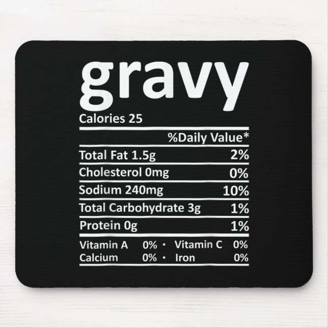 Gravy Nutrition Facts Funny Thanksgiving Christmas Musmatta (Framsidan)