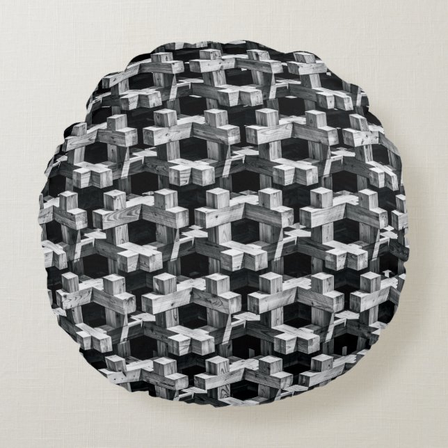 Gray and black cross rund kudde (Framsidan)