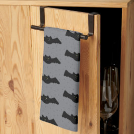 Gray and Black Halloween Bats Kökshandduk