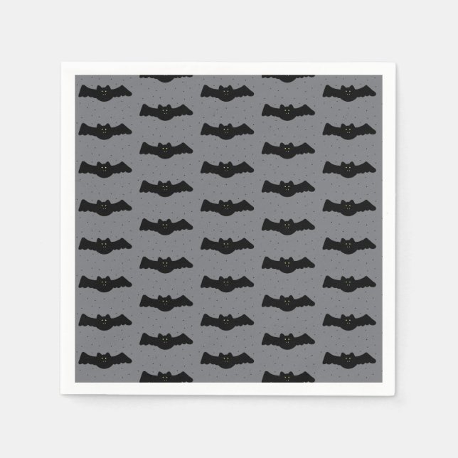 Gray and Black Halloween Bats Pappersservett (Framsidan)