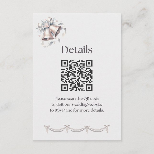 Gray and Pink Bells Details Insert for Invitation Tilläggskort (Framsida)