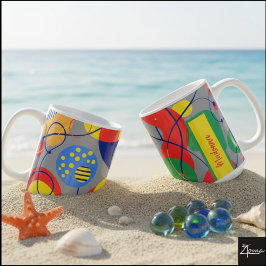 gray Background Primary Color Abstract Shapes Kaffemugg
