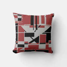 Gray Black Dark Red Geometric Abstract Labyrinth Kudde