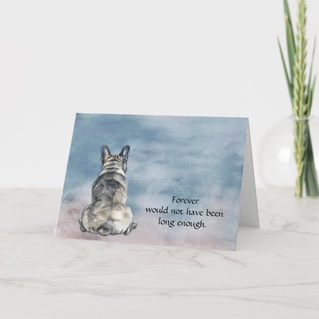 Gray Black French Bulldog Sympathy Card Helgkort (Framsida)