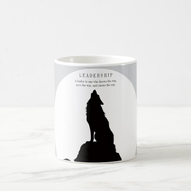 Gray Black Pop Art Leadership Wolf Howling Kaffemugg (Center)