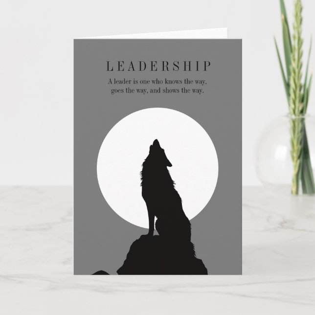 Gray Black Pop Art Leadership Wolf Howling Kort (Framsida)