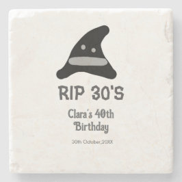 Gray black RIP 30's 40th birthday witch hat hallow Stenunderlägg