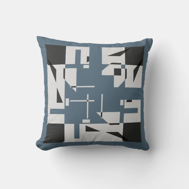 Gray Black Slate Blue Small Shapes Art Labyrinth Kudde (Framsida)