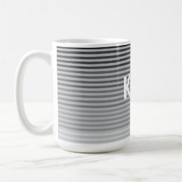 Gray, Black, White Stripes Kaffemugg