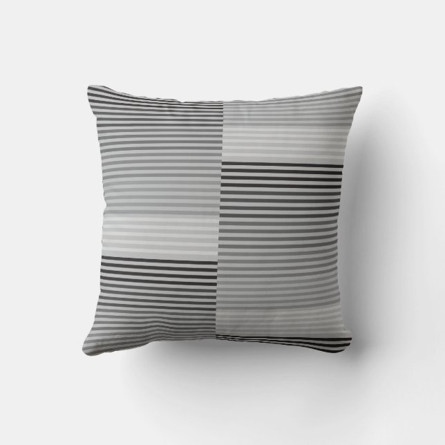Gray, Black, White Stripes Kudde (Baksida)