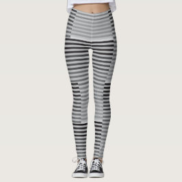 Gray, Black, White Stripes Leggings