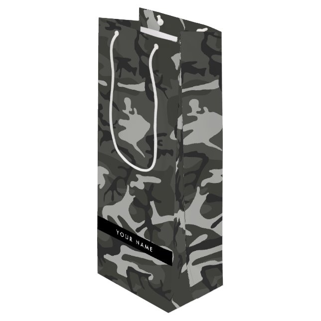 Gray Camouflage Pattern, ditt namn, anpassa (Framsidan Vinklad)