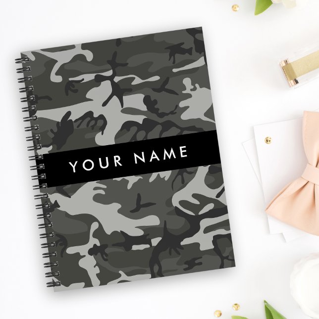 Gray Camouflage Pattern, ditt namn, anpassa Anteckningsbok (Skapare uppladdad)
