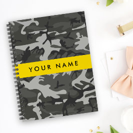 Gray Camouflage Pattern, ditt namn, anpassa Anteckningsbok