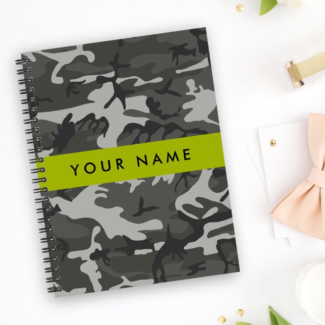 Gray Camouflage Pattern, ditt namn, anpassa Anteckningsbok (Skapare uppladdad)