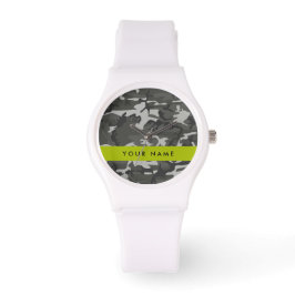 Gray Camouflage Pattern, ditt namn, anpassa Armbandsur