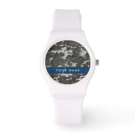 Gray Camouflage Pattern, ditt namn, anpassa Armbandsur