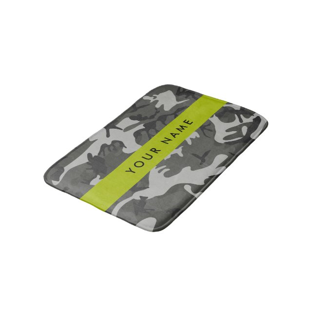 Gray Camouflage Pattern, ditt namn, anpassa Badrumsmatta (Vinklad)