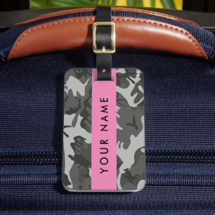 Gray Camouflage Pattern, ditt namn, anpassa Bagagebricka