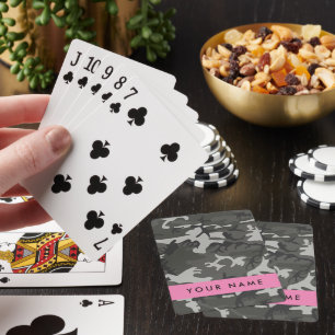 Gray Camouflage Pattern, ditt namn, anpassa Casinokort