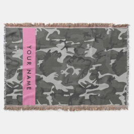 Gray Camouflage Pattern, ditt namn, anpassa Filt