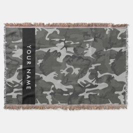Gray Camouflage Pattern, ditt namn, anpassa Filt