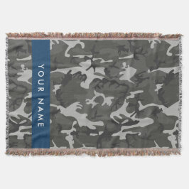 Gray Camouflage Pattern, ditt namn, anpassa Filt