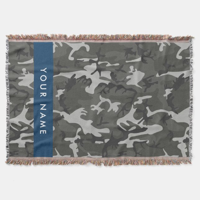 Gray Camouflage Pattern, ditt namn, anpassa Filt (Framsidan)