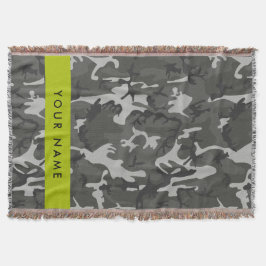 Gray Camouflage Pattern, ditt namn, anpassa Filt